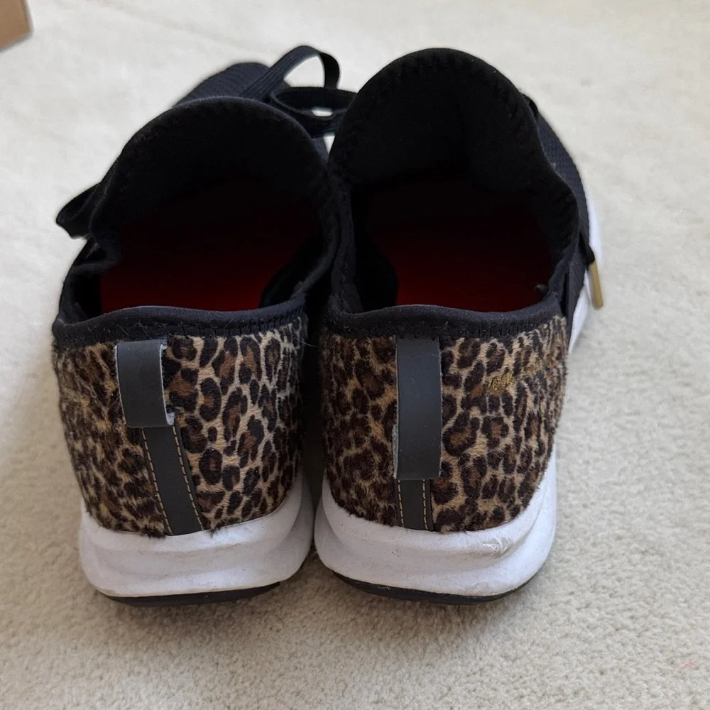 New Balance women’s Fuelcore Nergize Black Knit Lace-Up Sneakers leopard heels